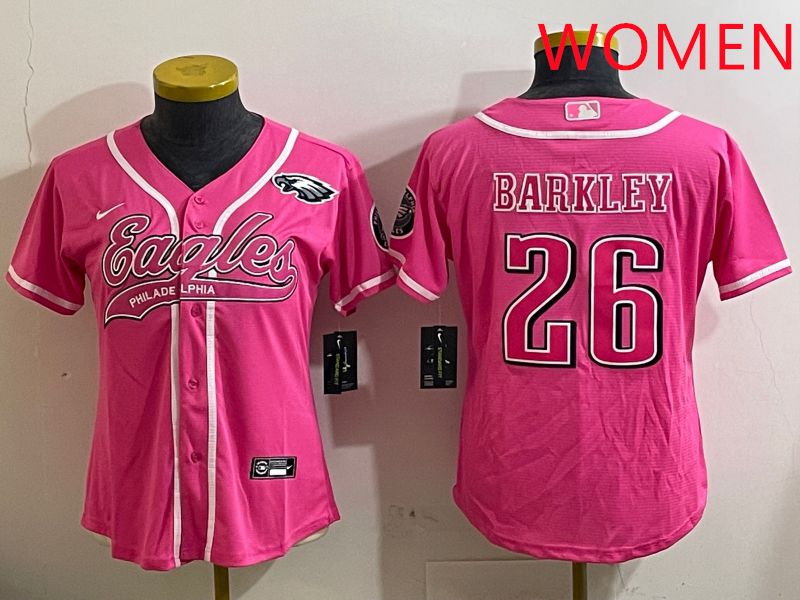 Women Philadelphia Eagles #26 Barkley Pink Jointly Name 2025 Nike Limited NFL Jersey style 8